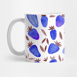 Watercolor strawberries pattern - blue Mug